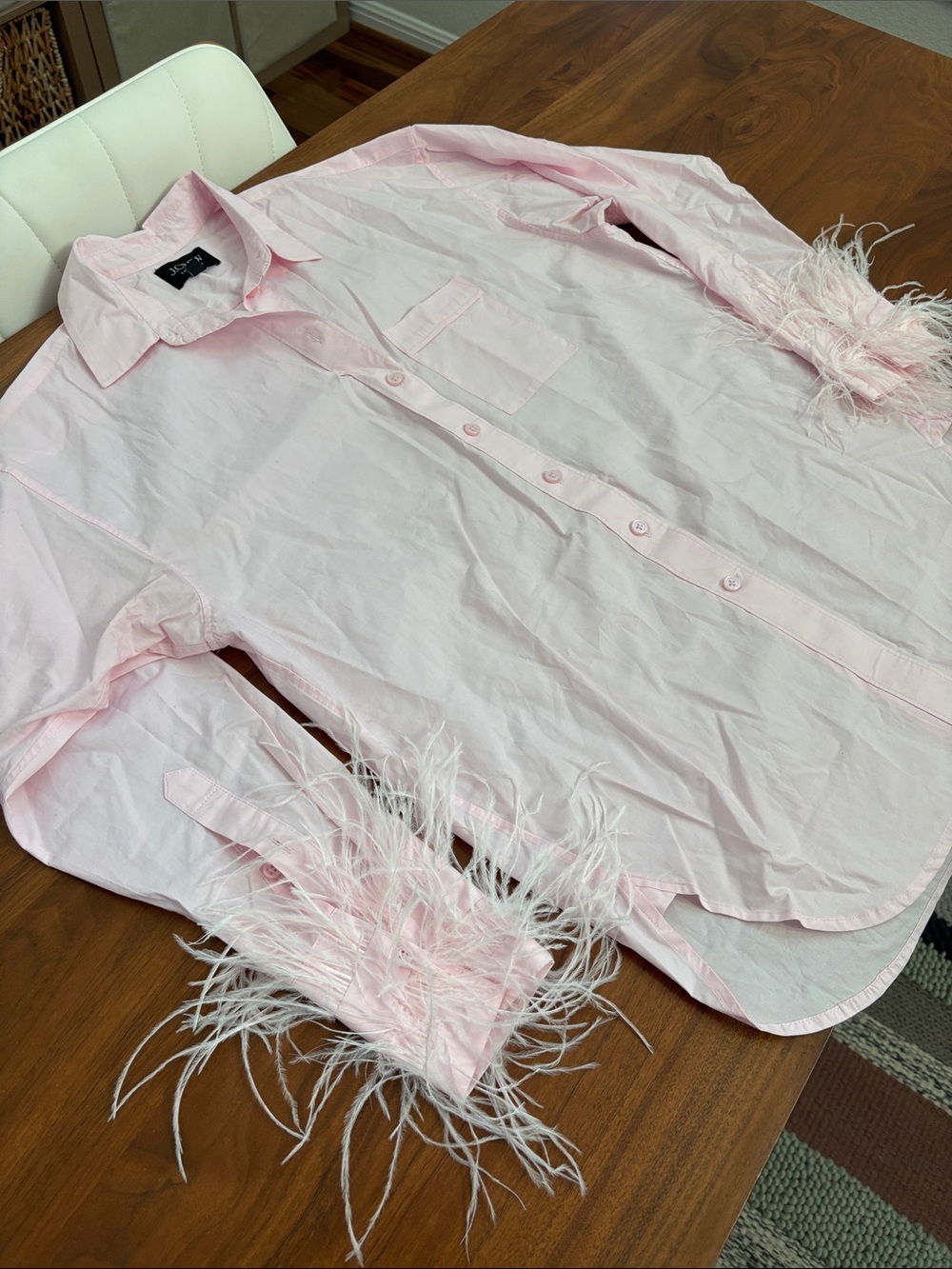 J. Crew Collection Feather-trim cotton poplin button-up shirt with collar Size 4 - Picture 5 of 10
